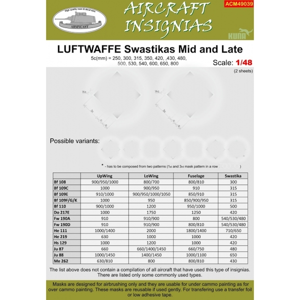 Luftwaffe Swastica's Mid and Late ACM49039
