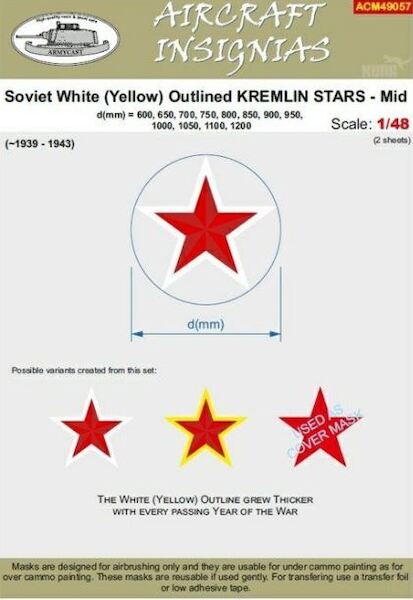 Soviet white (Yellow) outlined Kremlin stars Mid (1939-1943) ACM49057