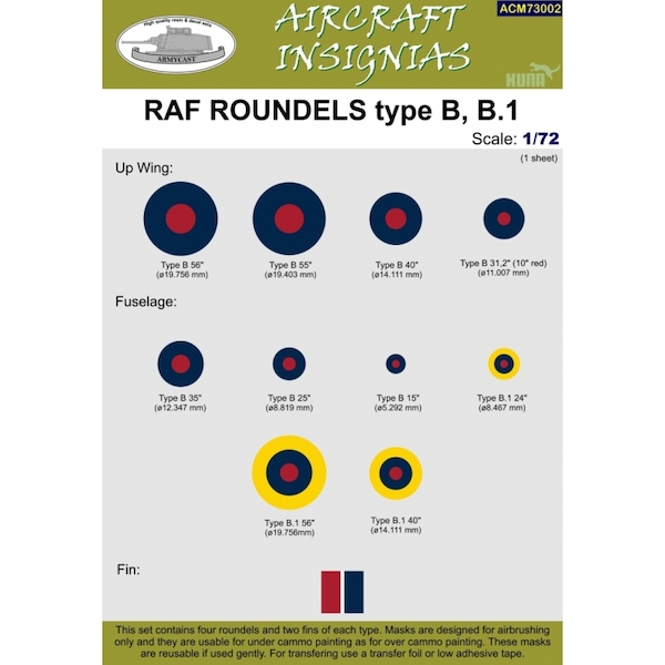 RAF Roundels Type B, B1, masks  ACM73002