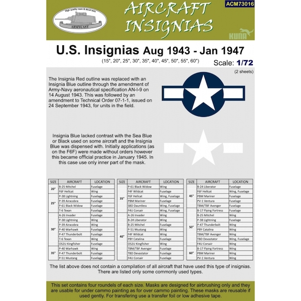 US Insignia August 1943 - January 1947 ACM73016