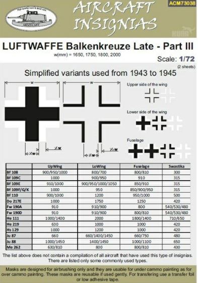 Luftwaffe Balkenkreuze Late Part III - Simplified variants used from 1943 ACM73038