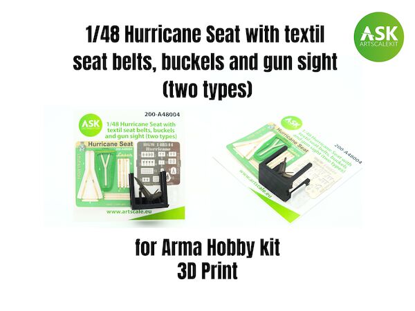 Hurricane MKII Seat with textile seatbelts, Ohoto etched Buckels and guinsights (Arma Hobby) 200-A48004
