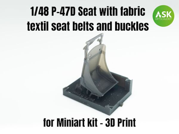 P47D Thunderbolt Seat with white Textile seatbelts and P/E Buckles (Mini art)  200-A48007
