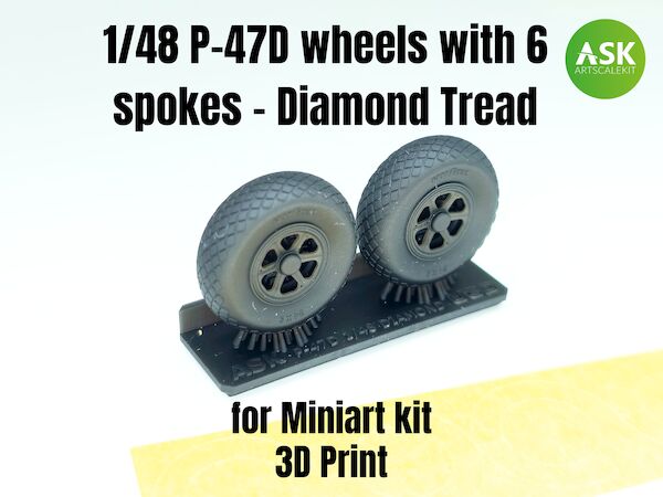 P47D Thunderbolt wheels with 6 spokes and Diamond Tread -Mask included (Mini Art)  200-A48008