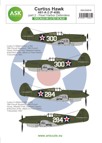 Curtiss Hawk H81-A2 (P40B)  Pearl Harbor Defenders  Part 2  200-D32016