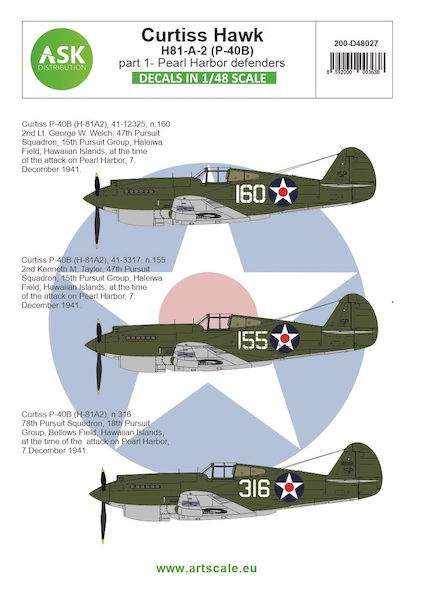 Curtiss Hawk H81-A2 (P40B) Pearl Harbor Defenders Part 1 200-D48027