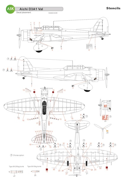 Aichi D3A1 Val Stencils 200-D72036