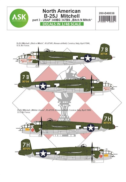 North American B25J Mitchell Part 3 (USAF 340BG, 347BS, Bitch 'n Mitch & White Litenin) 200-D48038