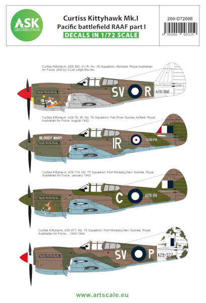 Curtiss P40E Kittyhawk (Pacific Battlefield RAAF part 1)  200-D72006