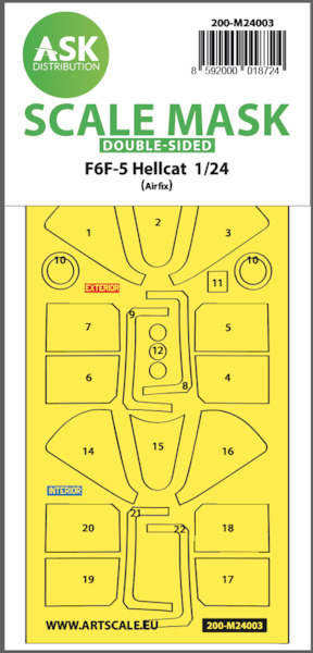 Masking Set Grumman F6F-5 Hellcat Canopy (Airfix) Double Sided 200-M24003