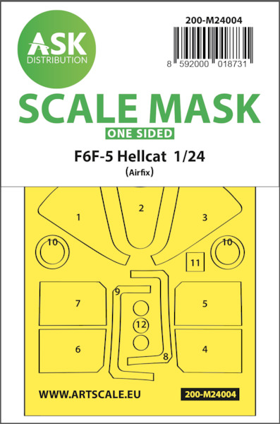 Masking Set Grumman F6F-5 Hellcat Canopy (Airfix) Single Sided 200-M24004