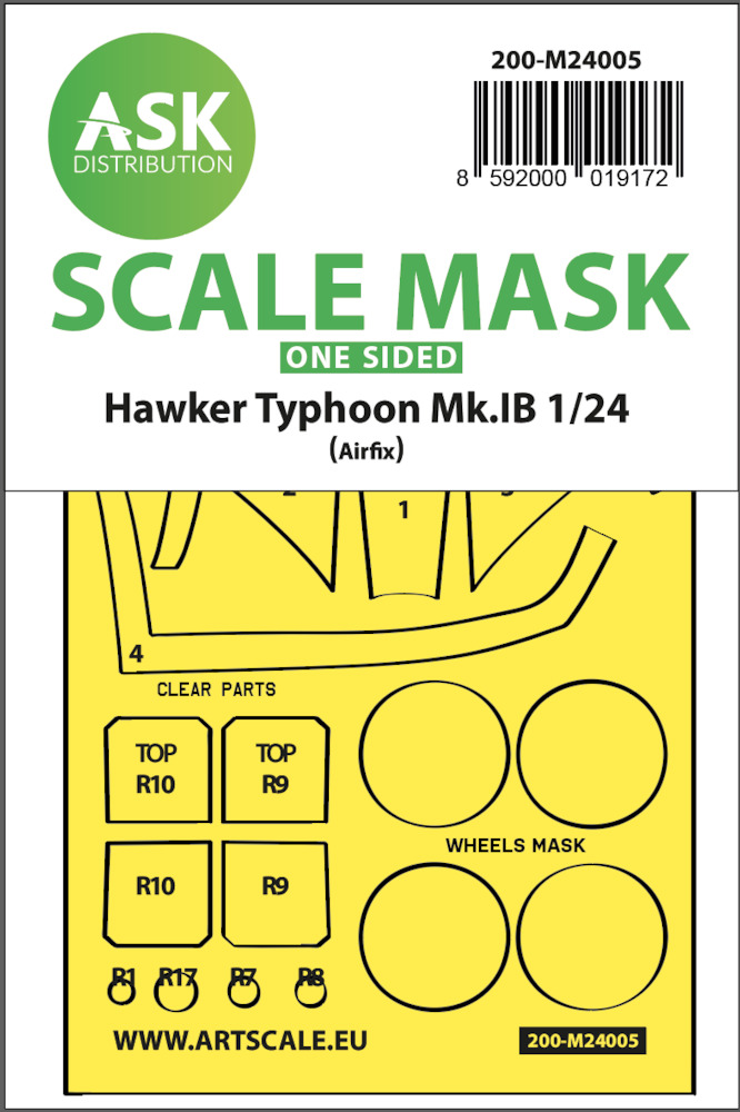 Art Scale Kit 200M24005 Masking Set Hawker Typhoon MK1B Canopy