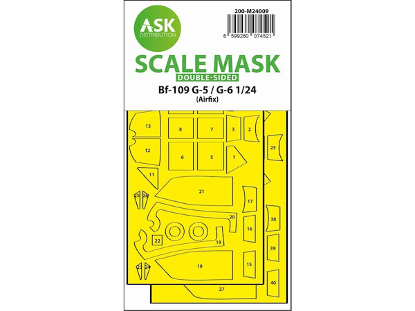Masking Set Messerschmitt BF109G-5/6 Canopies (Airfix) Double Sided 200-M24009