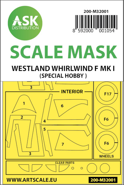 Masking Set Westland Whirlwind MK1 Double Sided (Special Hobby) 200-M32001