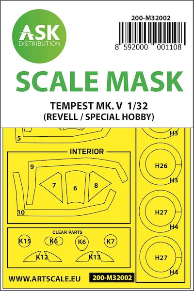 Masking Set Hawker Tempest MKV (Revell, Special Hobby) 200-M32002