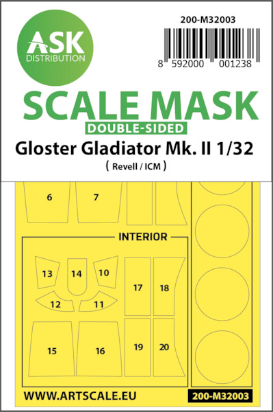 Masking Set Gloster Gladiator MKII Double Sided (Revell, ICM)  200-M32003