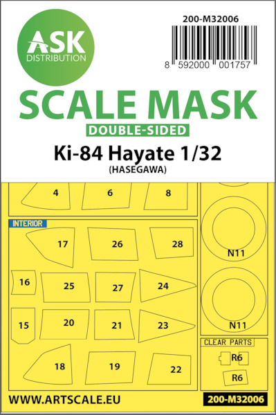 Masking Set Ki84 Hayte "Frank" (Hasegawa) Double Sided 200-M32006