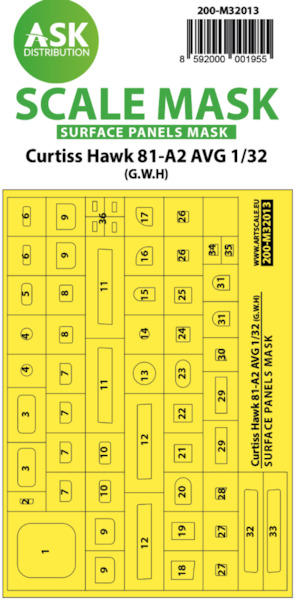 Masking Set Curtiss Hawk 81-A2 AVG Surface panels (Great Wall Hobby) 200-M32011