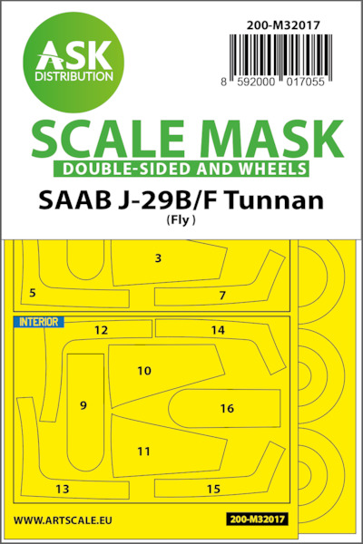 Masking Set SAAB j29B/F Tunnan Canopy and wheels (Fly) Double Sided 200-M32017