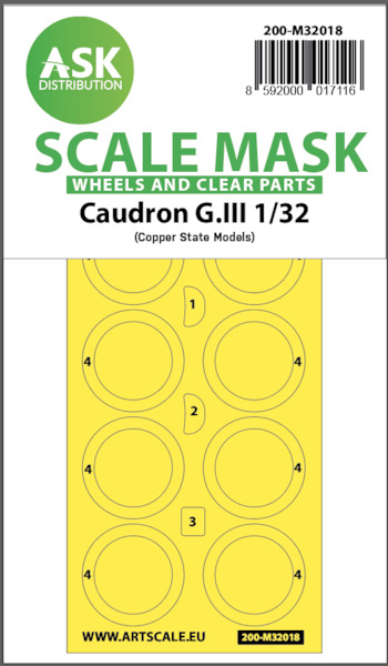 Masking Set Caudron GIII  Clear parts and wheels (Copper State) Double Sided  200-M32018