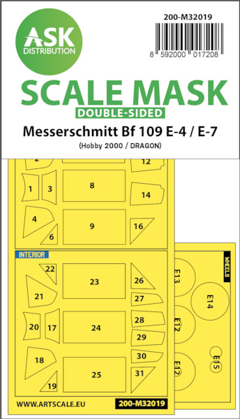 Masking Set Messerschmitt BF109E-4/E-7 Canopy and wheels (Dragon/Hobby 2000)) Double Sided 200-M32019