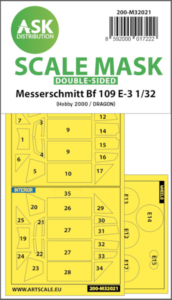 Masking Set Messerschmitt BF109E-3 Canopy and wheels (Dragon/Hobby 2000) Double Sided  200-M32021