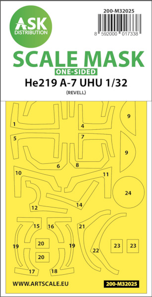 Heinkel He219A-7 UHU Masking set (Revell) One Sided 200-M32025