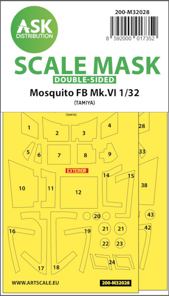 Masking Set Mosquito FB MkVI  Canopy and wheels (Tamiya) Double  Sided  200-M32028