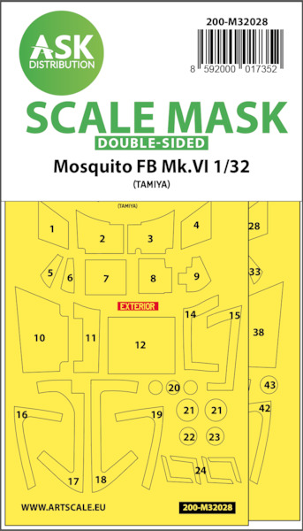 Masking Set Mosquito FB MkVI Canopy and wheels (Tamiya) Double Sided 200-M32028