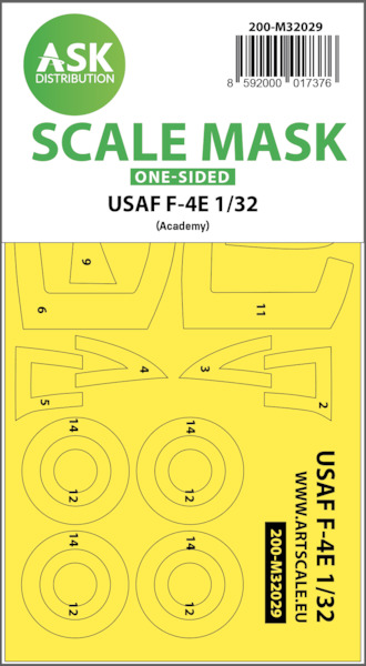 Masking Set USAF F4E Phantom Canopy and wheels (Academy/Revell) Single Sided 200-M32029