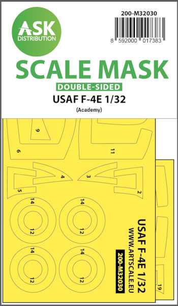 Masking Set USAF F4E Phantom Canopy and wheels (Academy/Revell) Double Sided 200-M32030