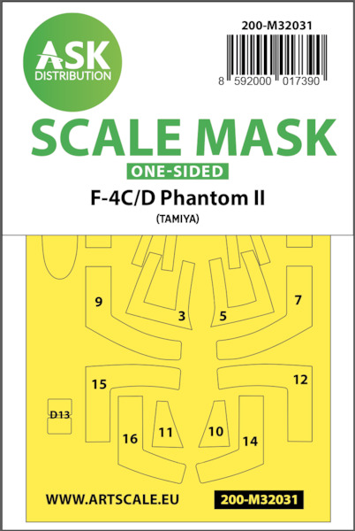 Masking Set USAF F4C/D Phantom Canopy and wheels (Tamiya) Single Sided 200-M32031