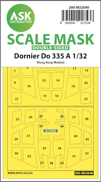Masking set Dornier Do335A canopy and wheels (Hong Kong Models) Double sided  200-m32040
