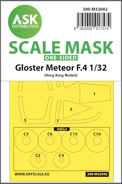 Masking Set Gloster Meteor F4  Canopy and wheels (Hong Kong Models) Single Sided  200-M32042