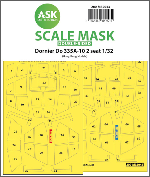 Masking Set Dornier Do335A-10 2 seat Pfeil Canopy and wheels (Hong Kong Models) Double Sided 200-M32043