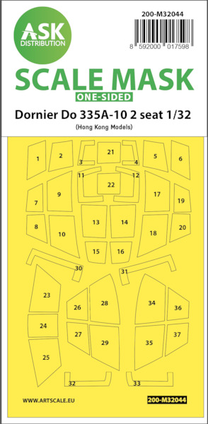 Masking Set Dornier Do335A-10 2 seat Pfeil Canopy and wheels (Hong Kong Models) Single Sided 200-M32044