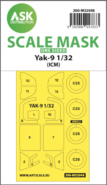 Masking Set Yakovlev Yak9 Canopy and wheels (ICM) One Sided 200-M32048