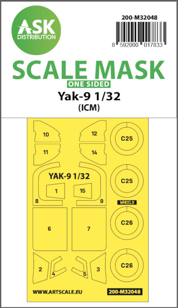 Masking Set Yakovlev Yak9 Canopy and wheels (ICM) One Sided  200-M32048