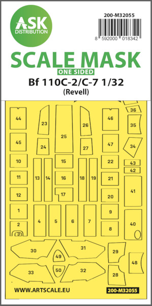 Masking Set Messerschmitt Bf110C-2/C-7 Canopy (Revell) Single  Sided  200-M32055