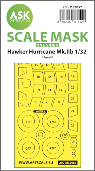 Masking Set Hawker Hurricane MKIIb Canopy and wheels (Revell) One Sided 200-M32057