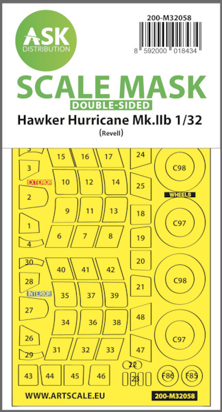 Masking Set Hawker Hurricane MKIIb Canopy and wheels (Revell) Double Sided 200-M32058