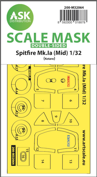Masking Set Supermarine Spitfire Mk!a (Mid) (Kotare) Double Sided 200-M32064