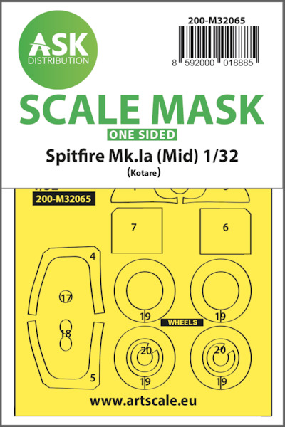 Masking Set Supermarine Spitfire Mk1a (Mid) (Kotare) One Sided 200-M32065
