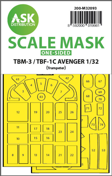Masking Set Grumman TBM-3/TBF-1 Avenger (Trumpeter) Single sided 200-M32093