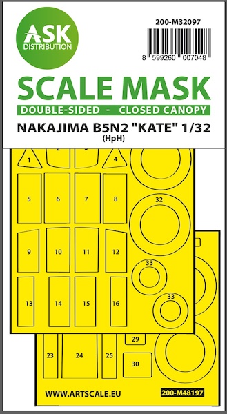 Masking Set Nakajima B5N2 "Kate"  Double Sieded - Closed canopy (Infinity)  200-M32097