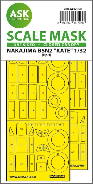 Masking Set Nakajima B5N2 "Kate"  One Sided - Closed canopy (Infinity)  200-M32098