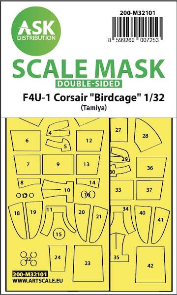 Masking Set F4U-1 Corsair 'Birdcage" Double sided (Tamiya) 200-M32101