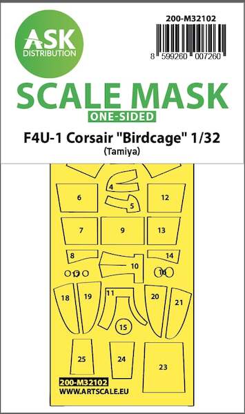Masking Set F4U-1 Corsair 'Birdcage" Single sided (Tamiya)  200-M32102