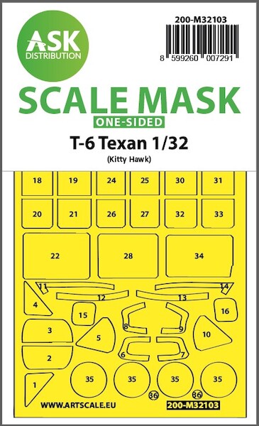 Masking Set North American T6 Texan Single sided (Kitty Hawk) 200-M32103
