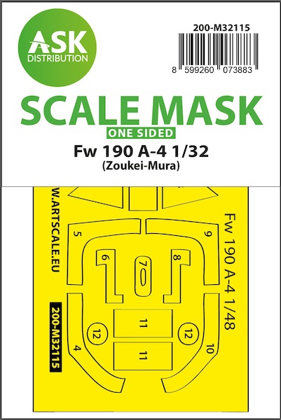 Masking Set Focke Wulf FW190A-4 Canopy Single sided (Zoukei Mura) 200-M32115